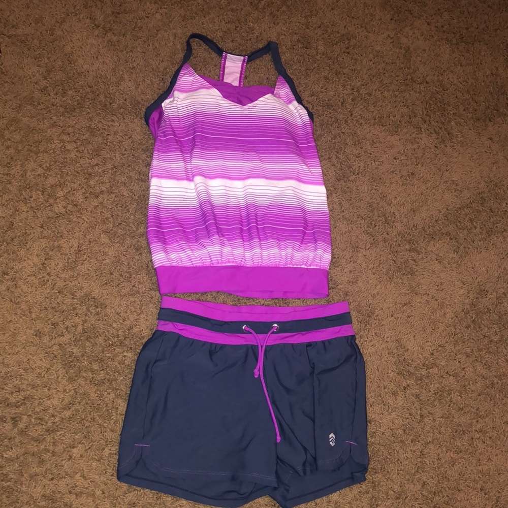 FREE Country Active Tankini & Drawstring Waist Boyshort Swim Trunk Bottoms